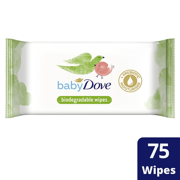 Baby Dove Fragrance Free Biodegradable Wipes 75pk