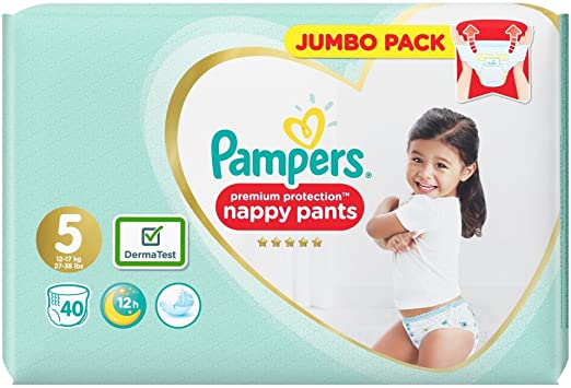 Pampers Premium Protection Nappy Pants Size 5  40 Jumbo Pack