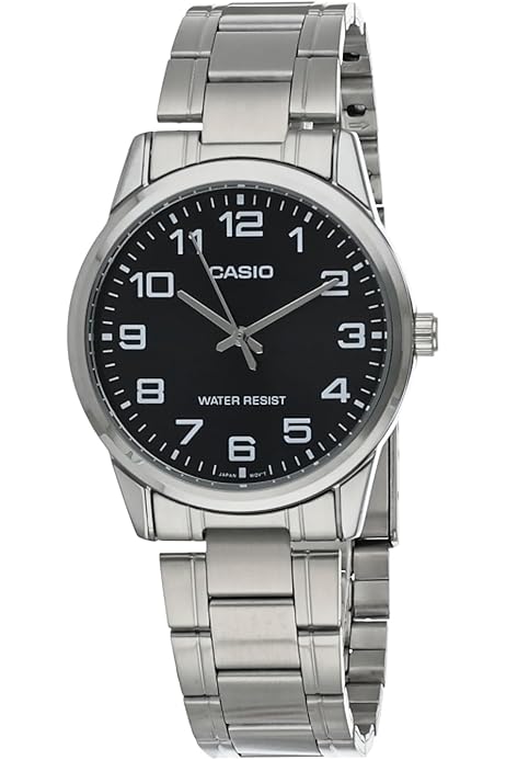 Casio Watch for Men MTP-E112D-1AVDF Analog Stainless Steel Band silver & Black