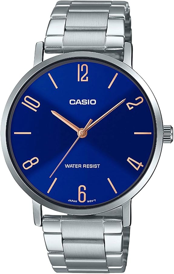Casio MTP-VT01D-2B2 Men's Stainless Steel Minimalistic Blue Dial 3-Hand Watch