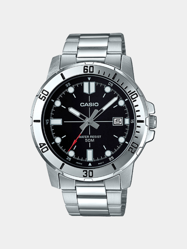 Casio Watch for Men MTP-VD01D-1EVUDF Analog Stainless Steel Band silver & Black