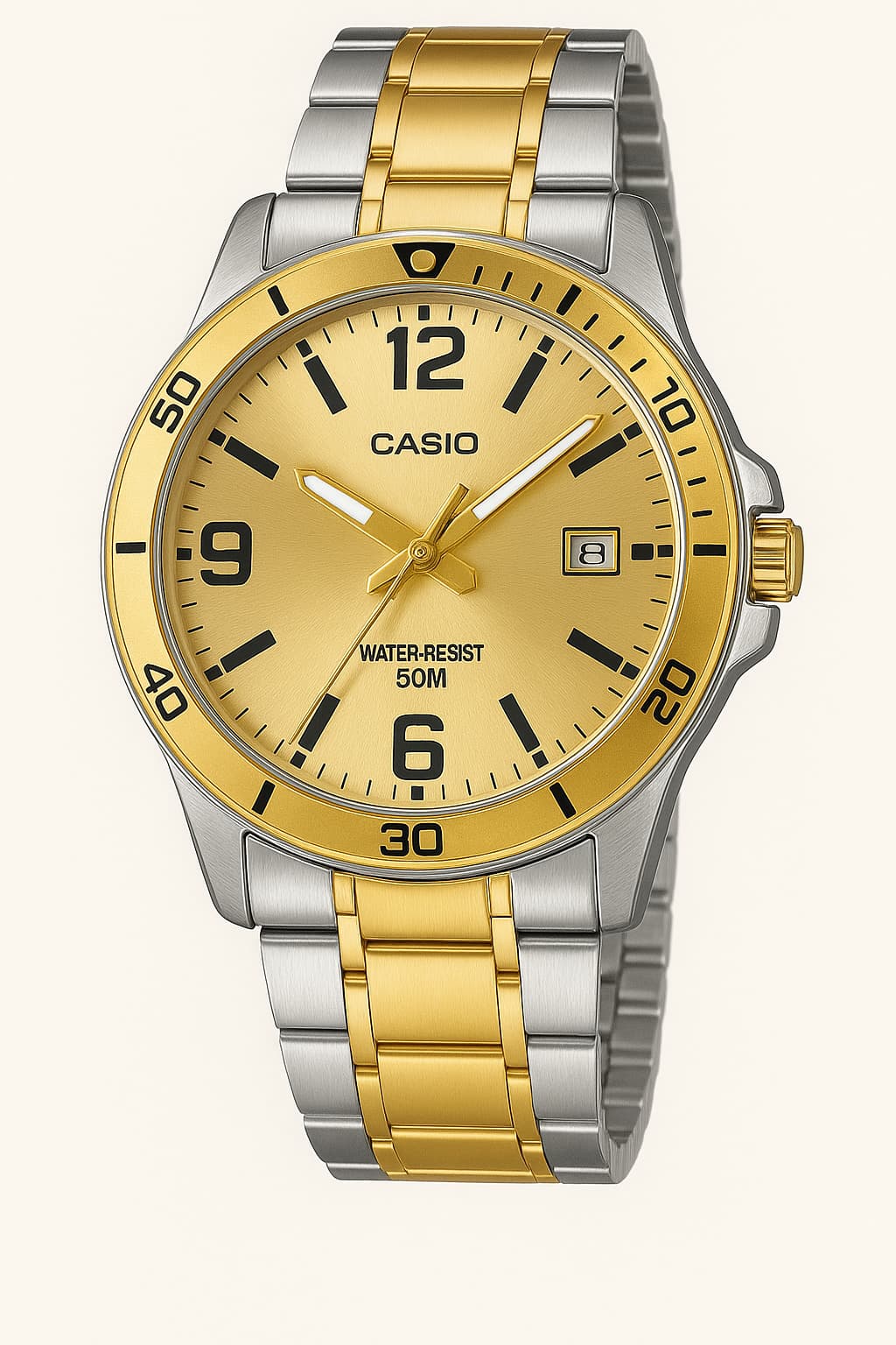 Casio MTP-VD01SG-9B Enticer Series Two-tone Standard Analog Men's Watch