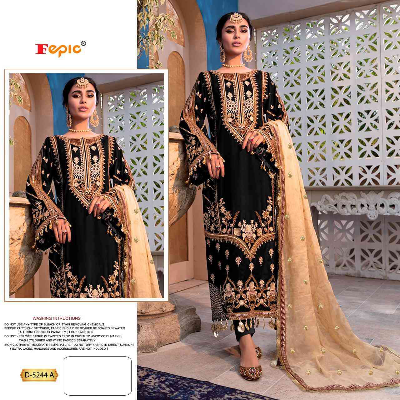 Fepic D 5244 Colors Velvet Embroidered Dress