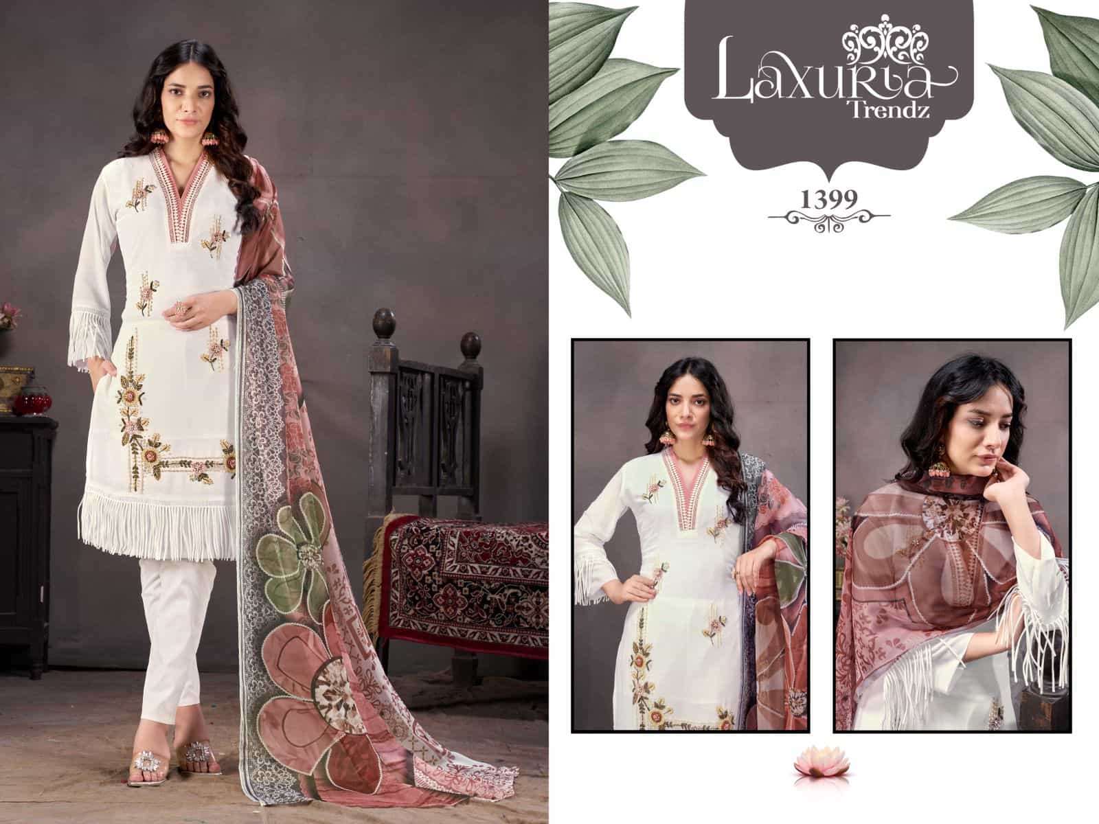 Laxuria Trends 1399 Fancy Designer Style Georgette Salwar Suit Readymade Collection