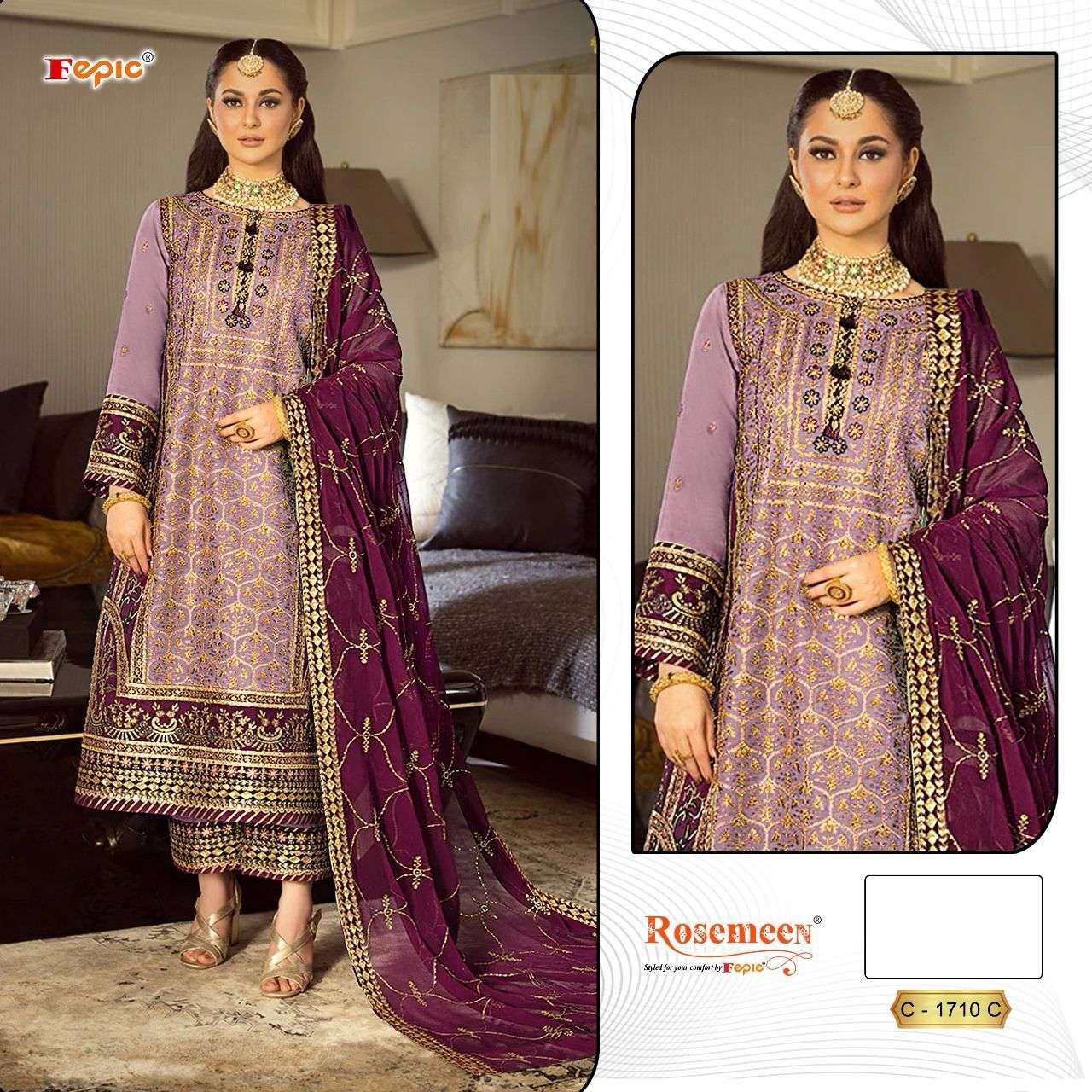 Fepic C 1710 C Festive Wear Style Designer Embroidered Salwar Suit Exporter