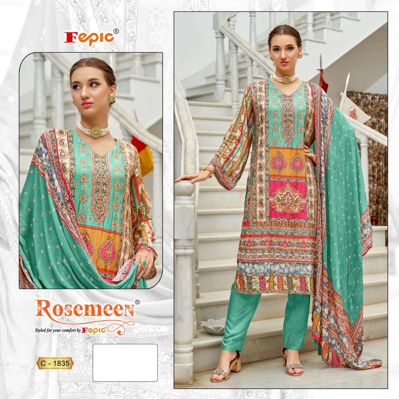 Fepic Rosemeen Muslin Digital Printed Suit