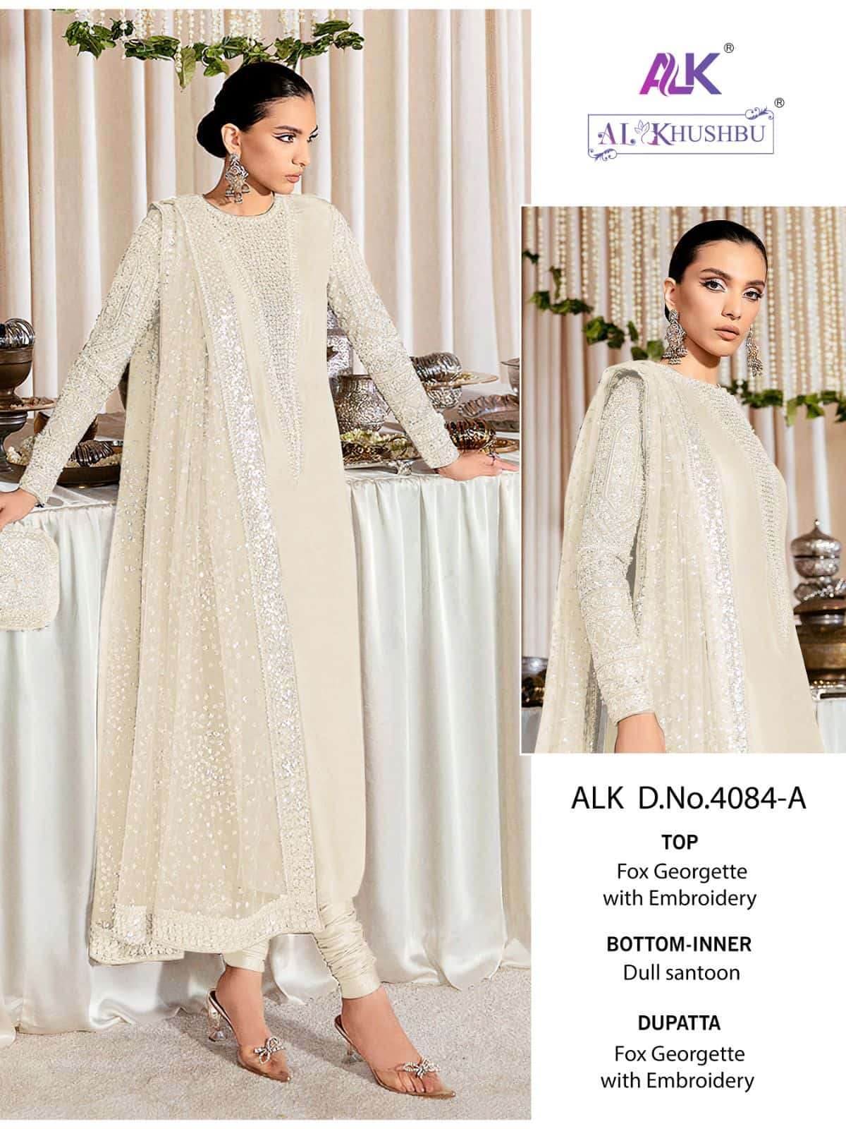 AL Khushbu 4084 A Pakistani Festive Wear Designer Salwar Suit Collection
