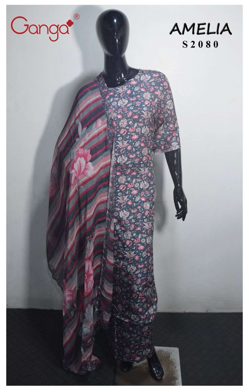 Ganga Amelia 2080 Pure Pashmina Digital Print Ladies Dress