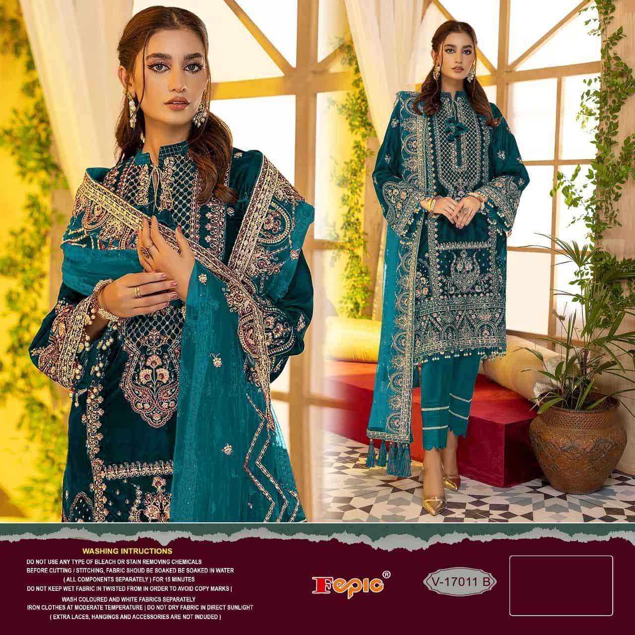 Fepic V 17011 Colors Heavy Designer Winter Wear Pakistani Party Wear Suit Wholesalers
