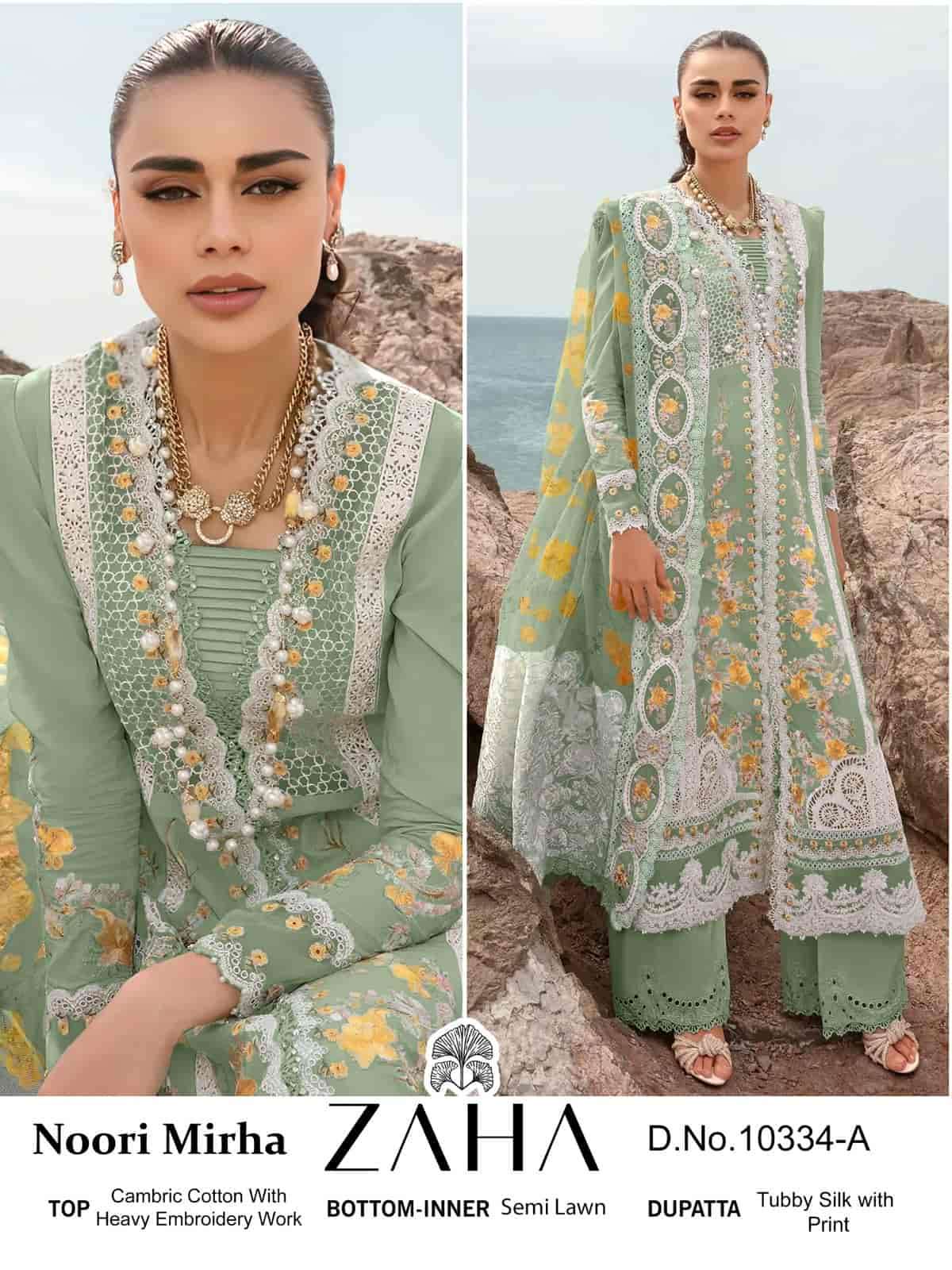 Zaha Noori Mirha 10334 Colors Pakistani Designer Cotton Salwar Kameez Wholesalers
