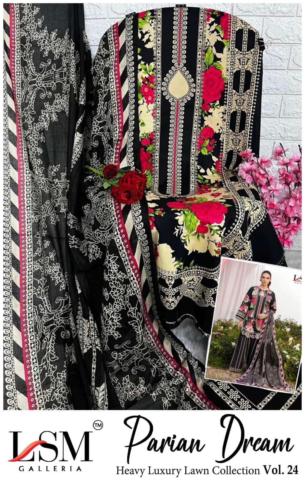 Lsm Parian Dream Vol 24 Printed Pure Lawn Dress Material