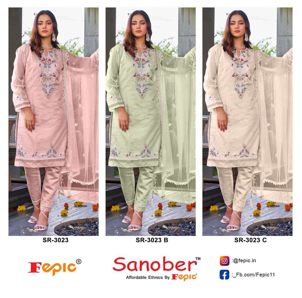 Fepic Sanober SR 3023 Colors Pakistani Style Latest Designer Festive Wear Collection
