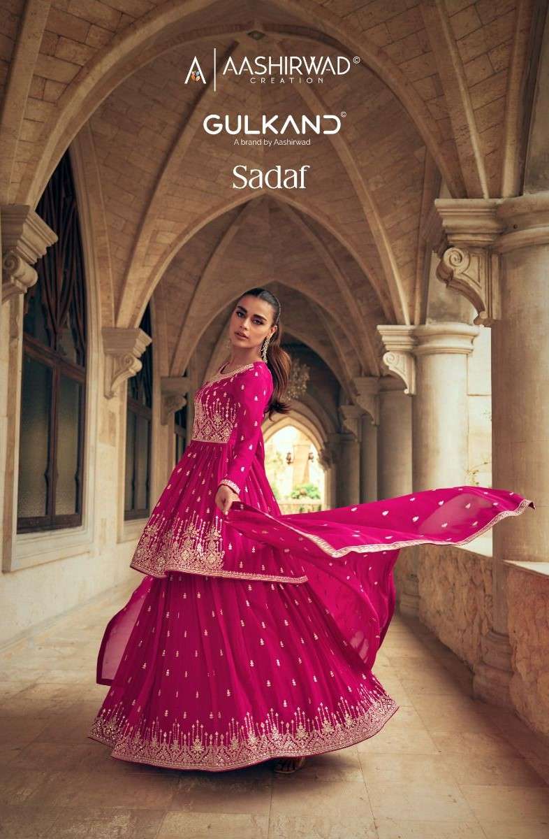 Aashirwad Gulkand Sadaf Wedding Wear Lehenga Style Designer Dress