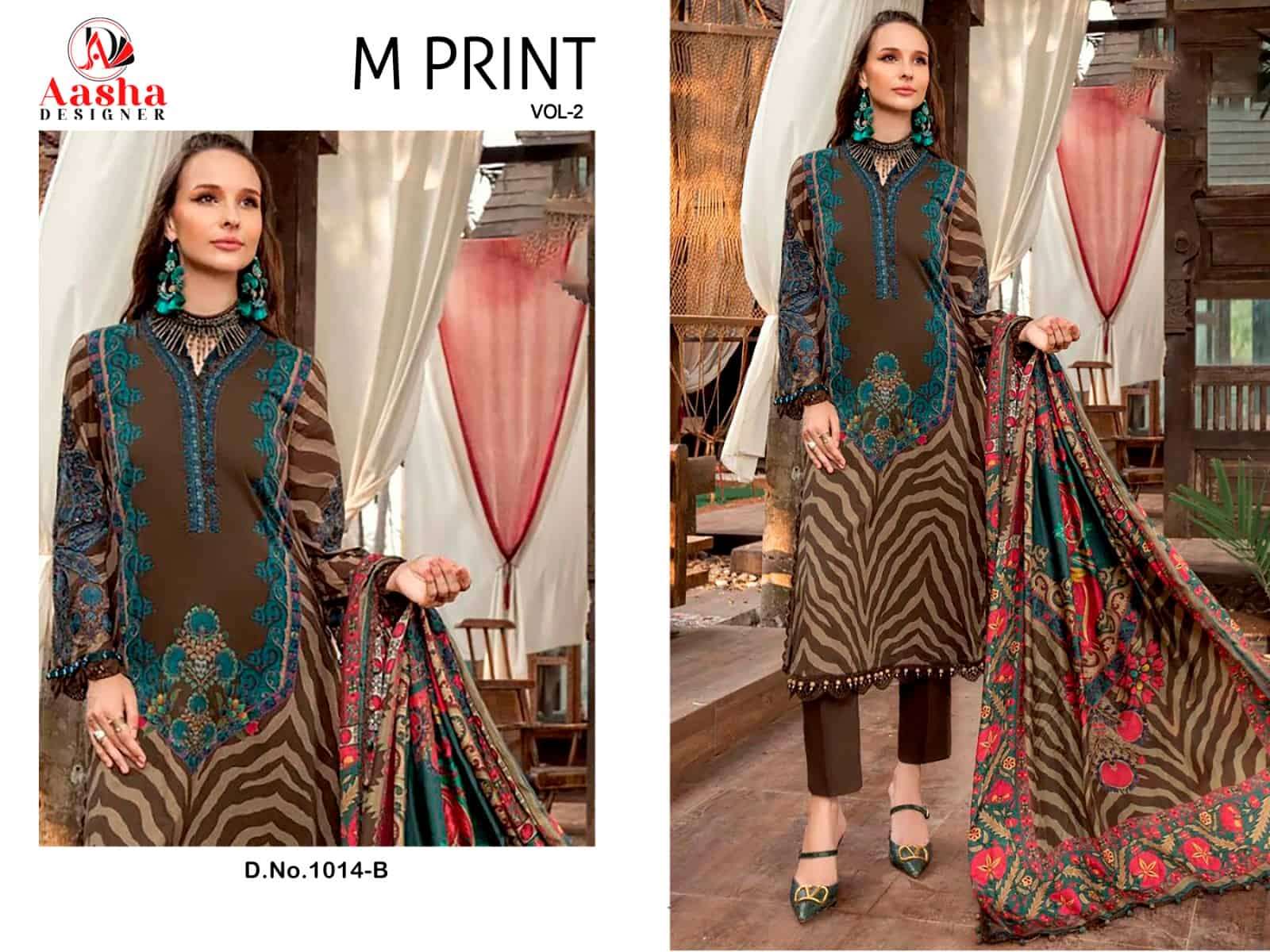 Aasha Designer M Print Vol 2 1014 Colors Fancy Designer Cotton Dress Wholesalers