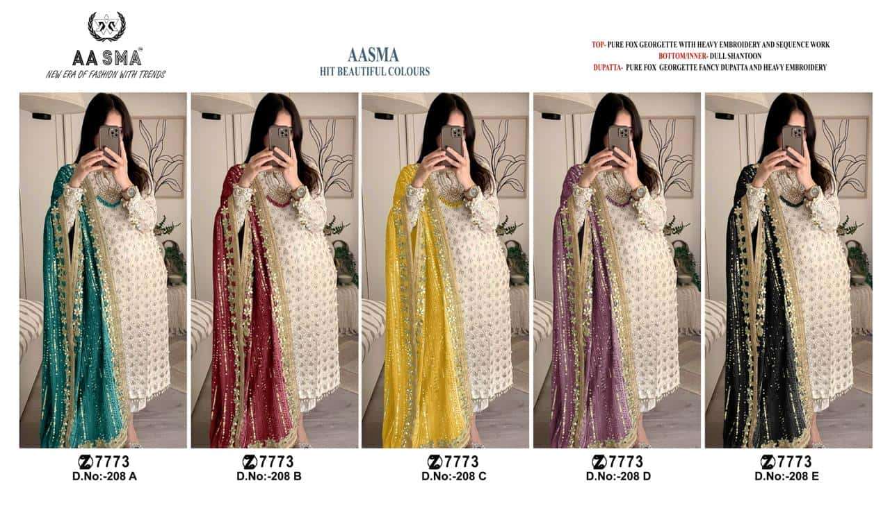 Aasma 208 Colors Exclusive Latest New Designer Pakistani Salwar Suit Wholesalers