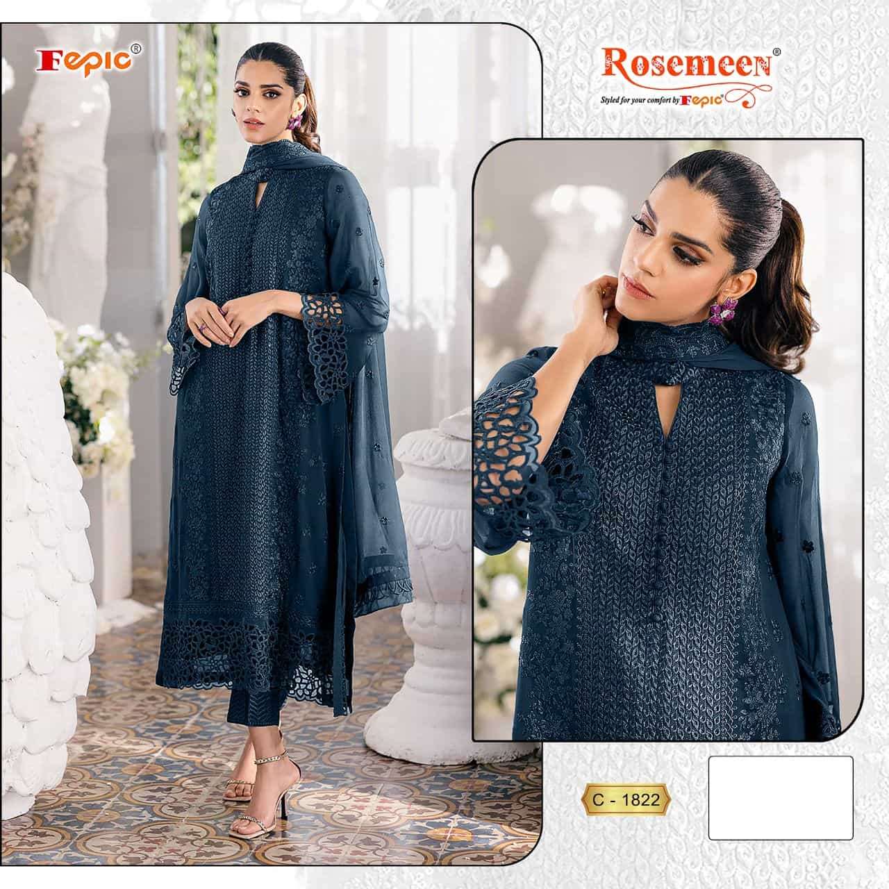 Fepic C 1822 A Georgette Designer Pakistani Embroidered Suit Exporter