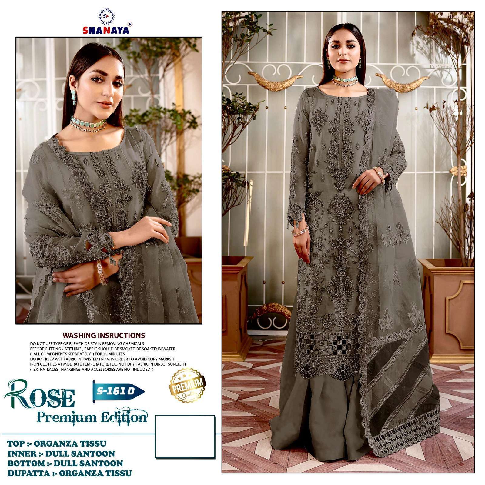 Shanaya Rose Premium Edition S 161 Colors Pakistani Organza Designer Suit