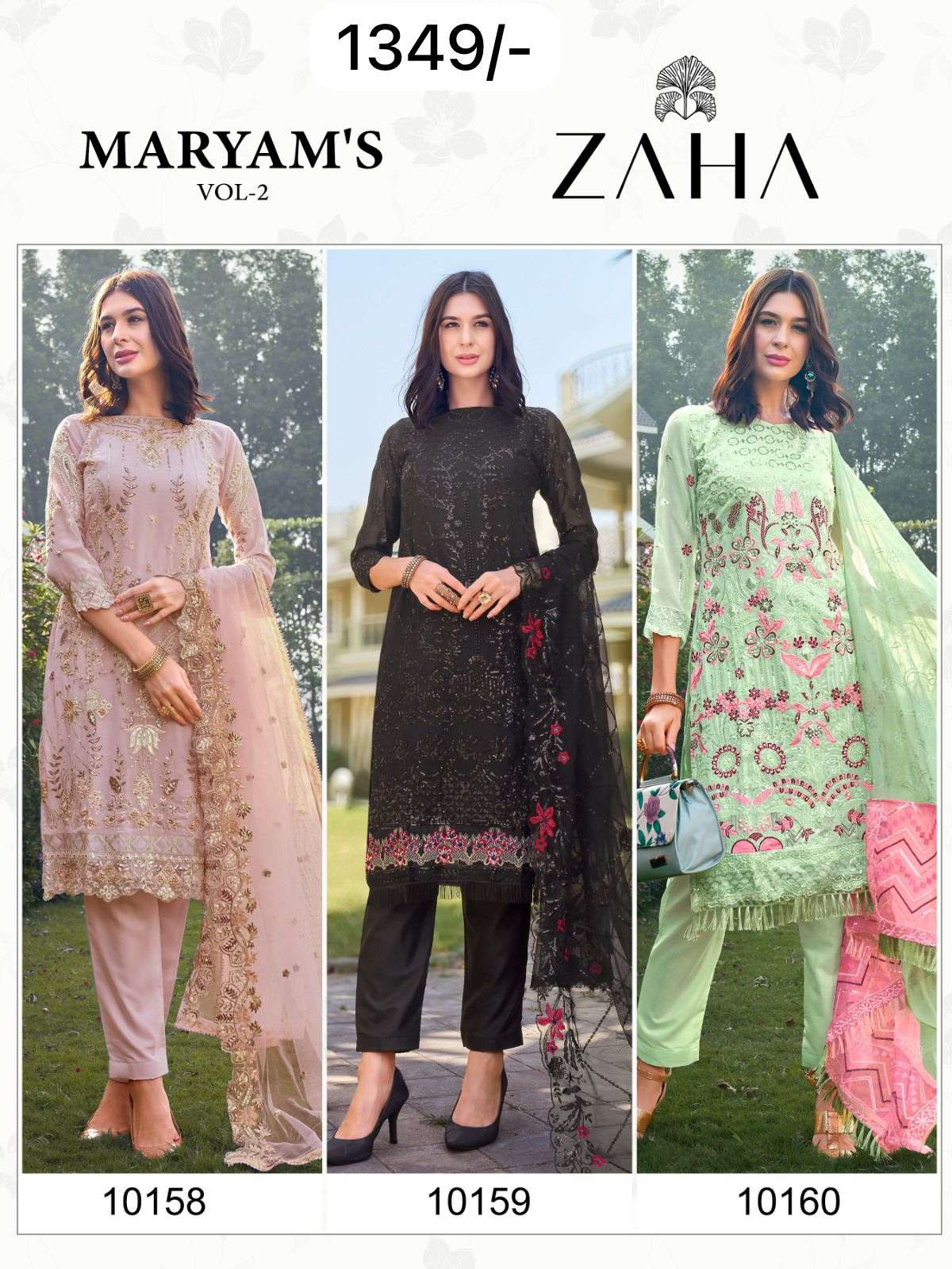 Zaha Maryams Vol 2 10158 To 10160 Designer Pakistani Dress New Collection