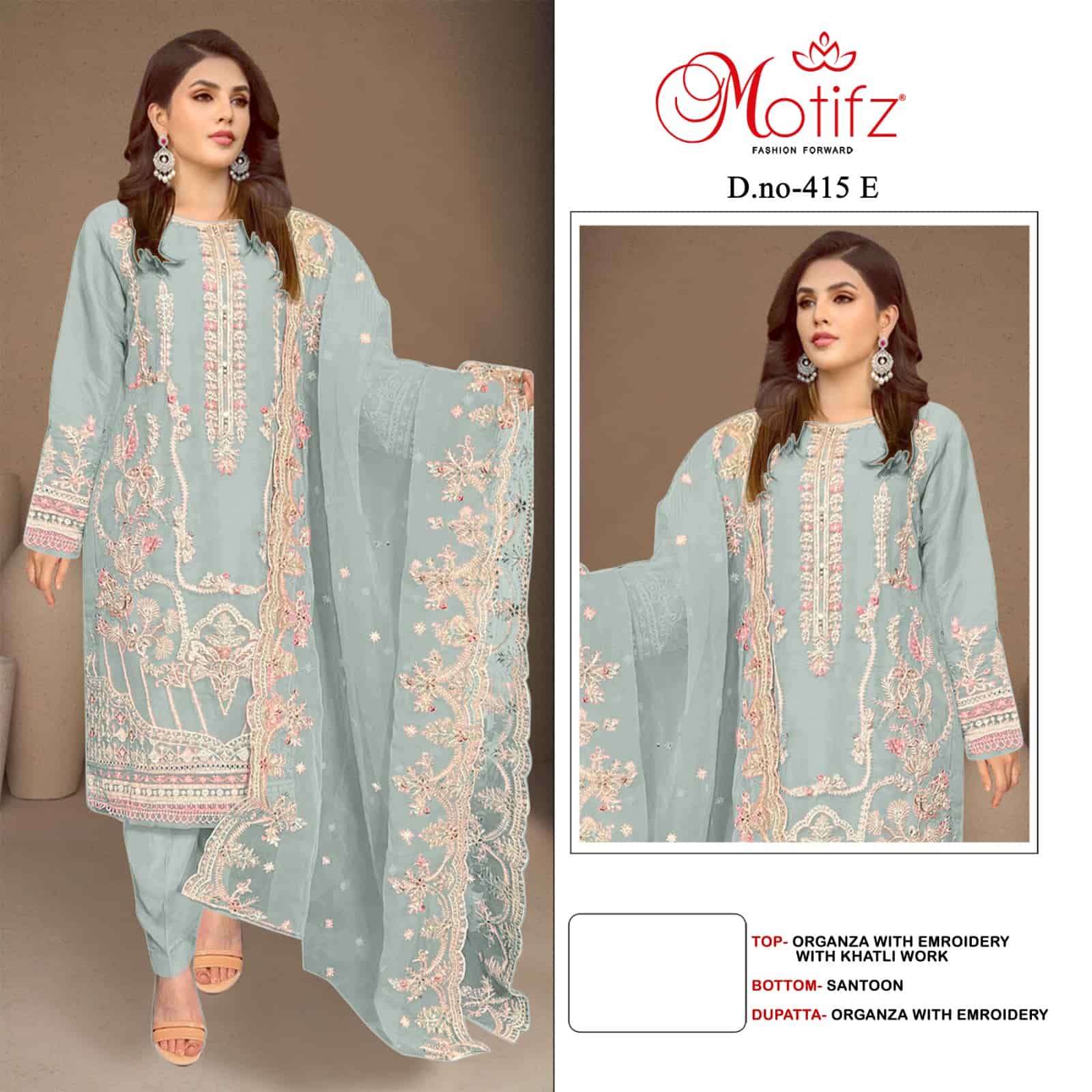 Motifz 415 Colors Pakistani Festive Wear Style Designer Salwar Suit Wholesalers