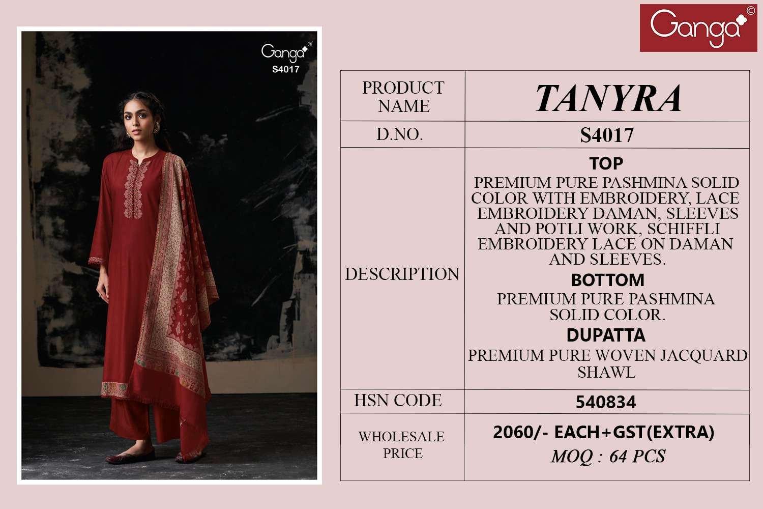 Ganga Tanyra 4017 Pashmina Winter Suit