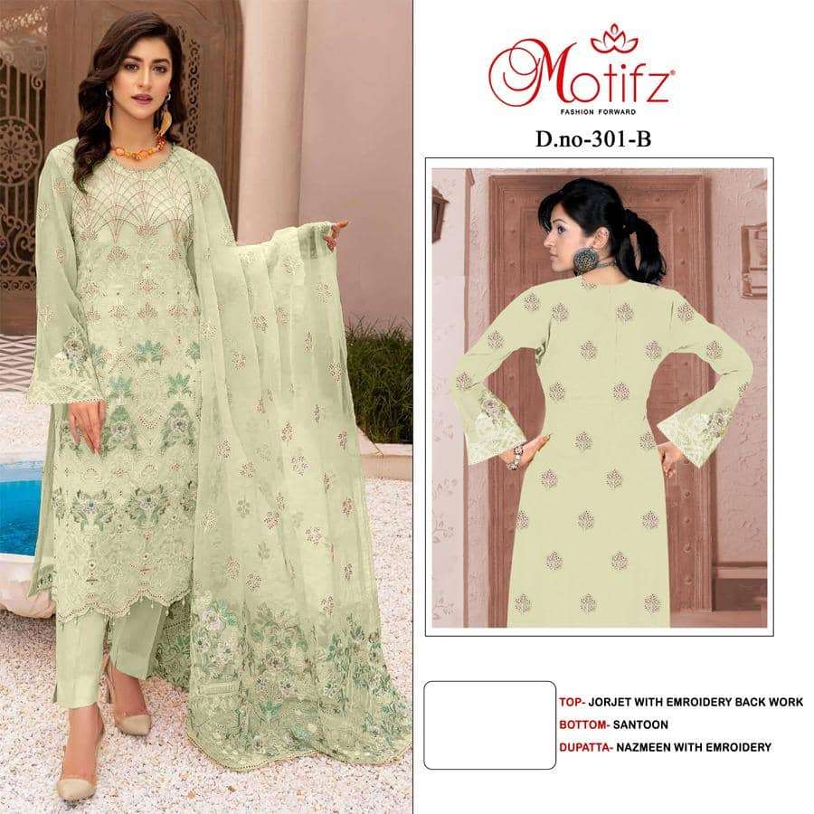 Motifz 301 Colors Pakistani Fancy Designer Style Festive Wear Suit Wholesalers