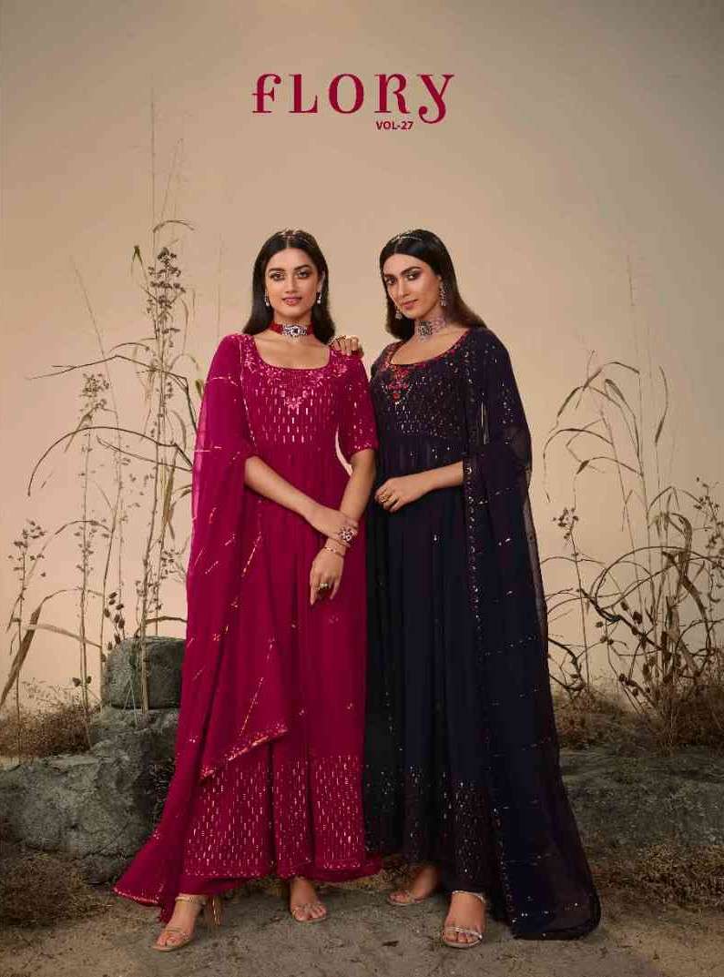 Shubhkala Flory Vol 27 Party Wear Nayra Cut Traditional Dress