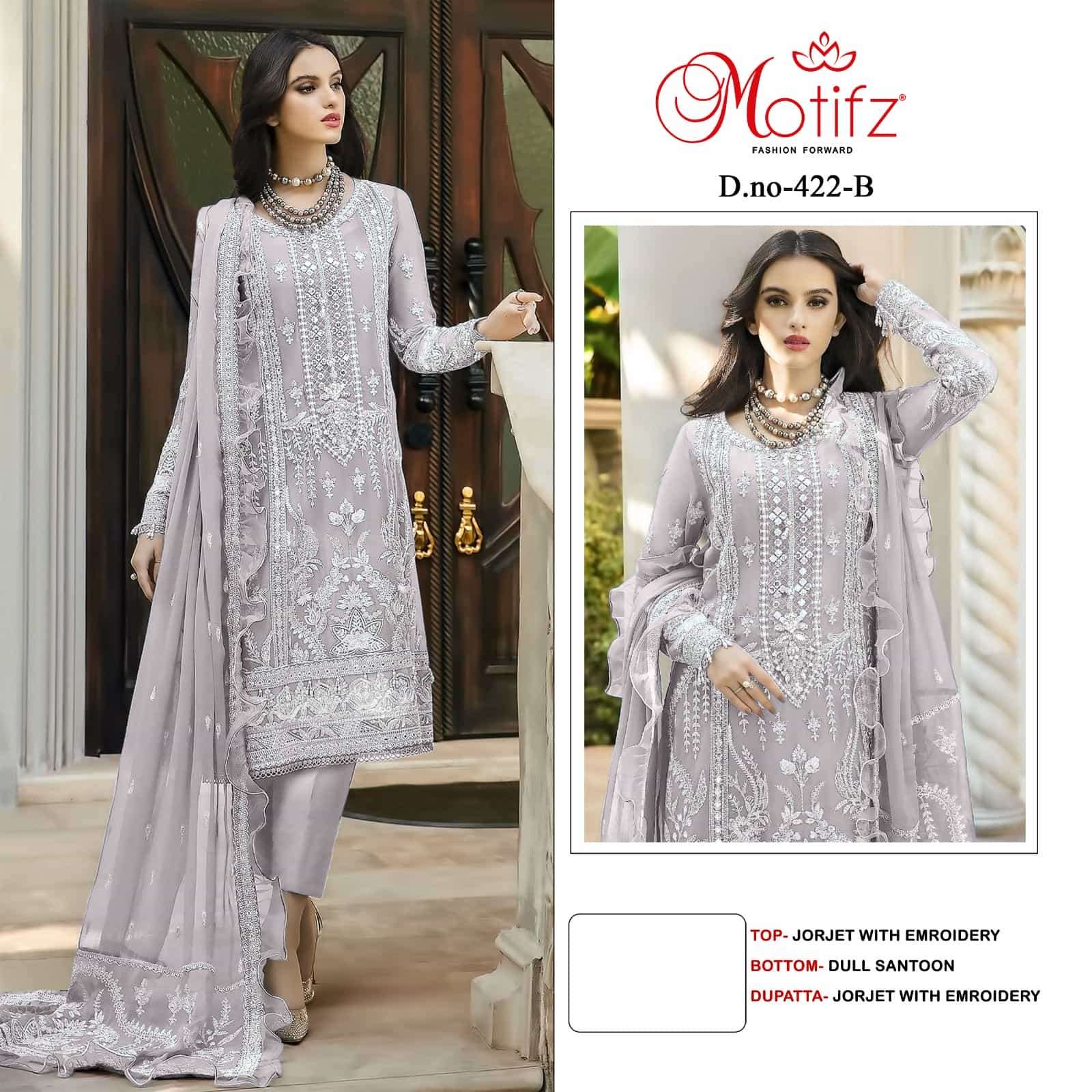 Motifz 422 B Party Wear Style Latest Designs Pakistani Suit