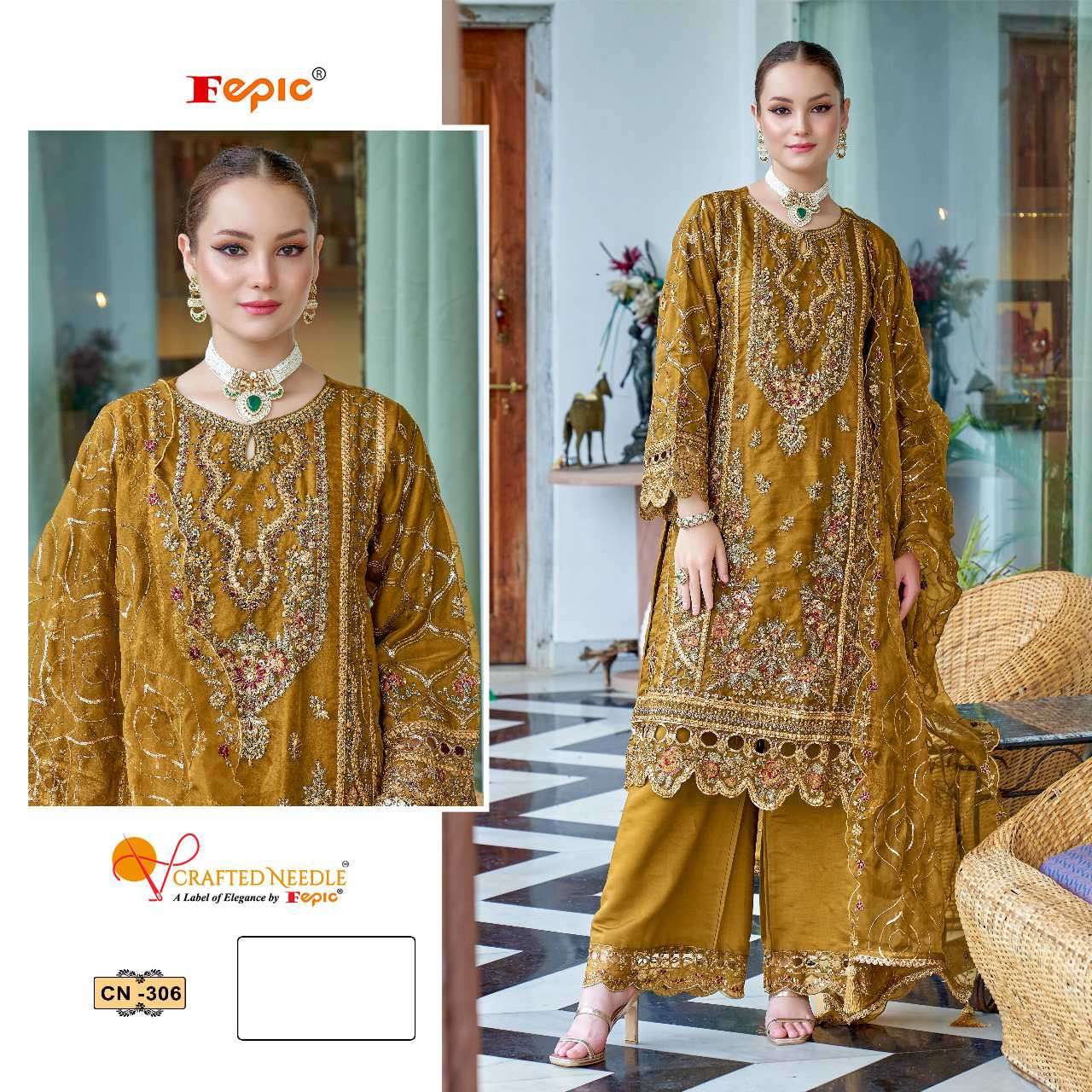 Fepic Cn 306 Colors Heavy Work Unstitch Pakistani Suit