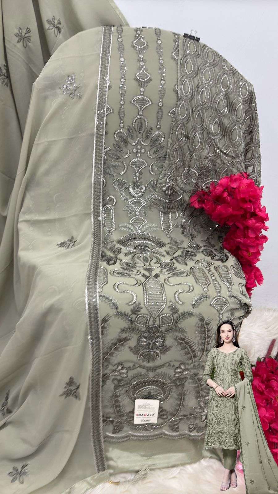 Shanaya S 196 Pakistani Style Designer Georgette Embroidered Suit Exporter