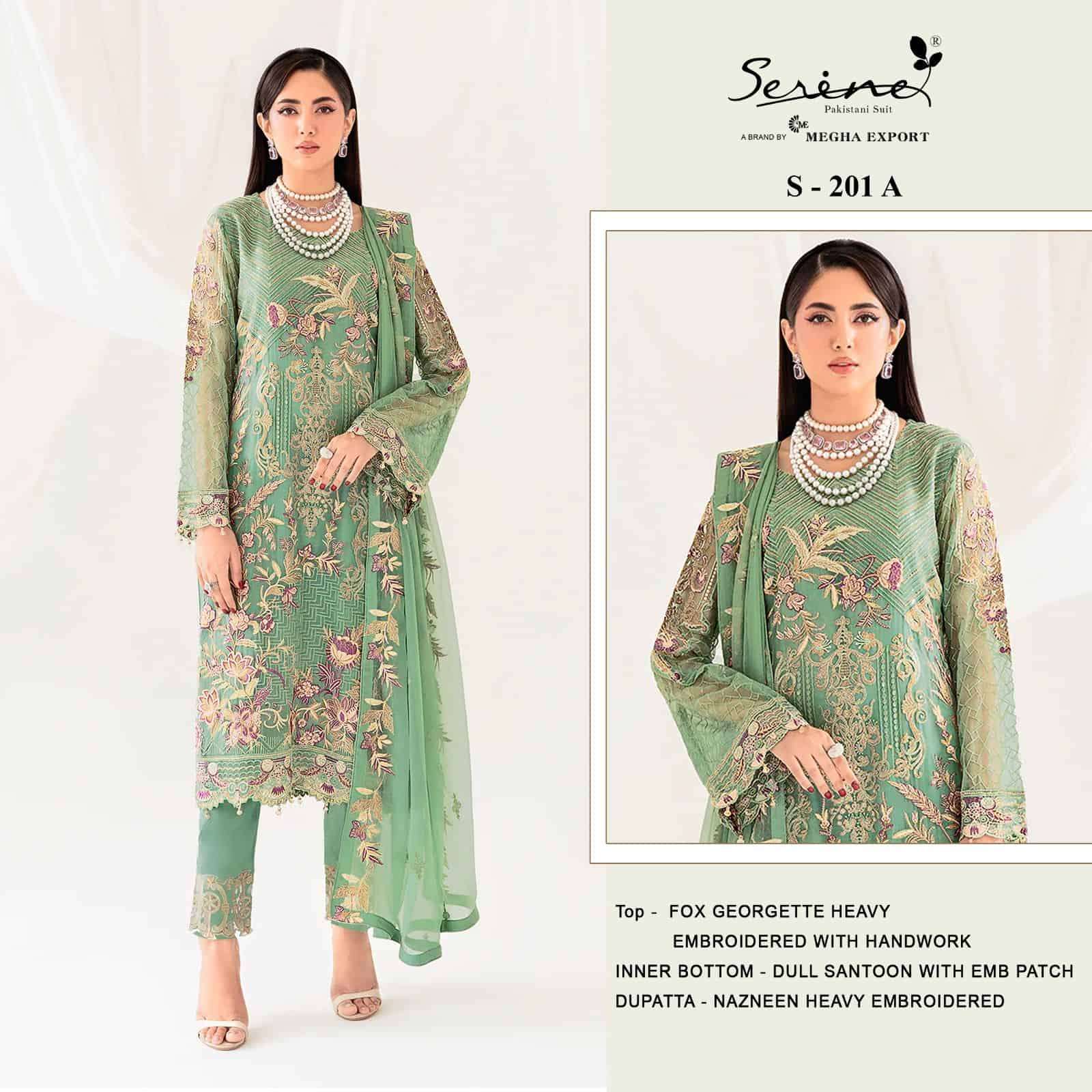 Serine S 201 Colors Pakistani Latest Designs Festive Wear Style Suit Exporter