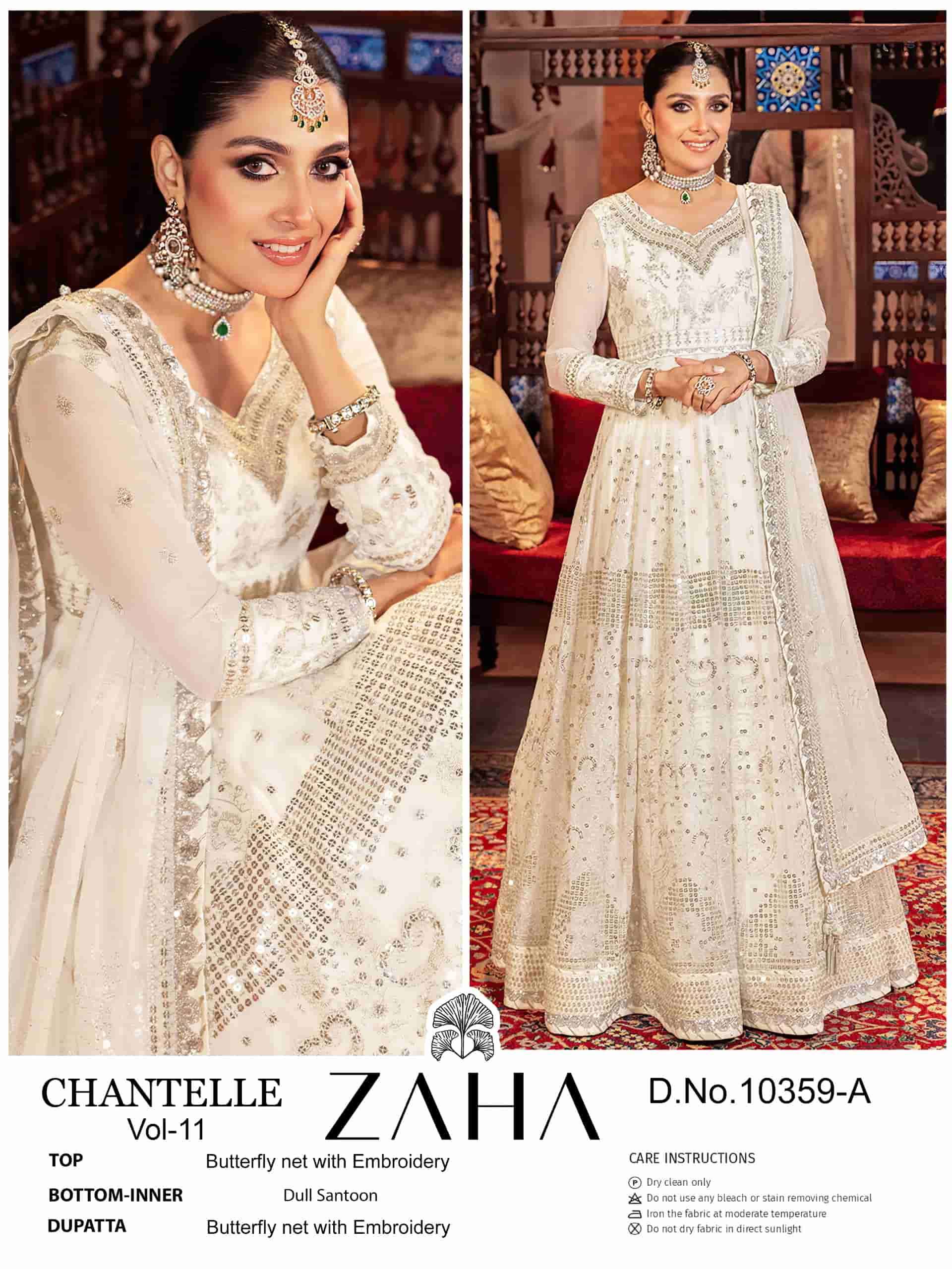 Zaha 10359 A Pakistani Party Wear Style Latest Designer Suit Exporter