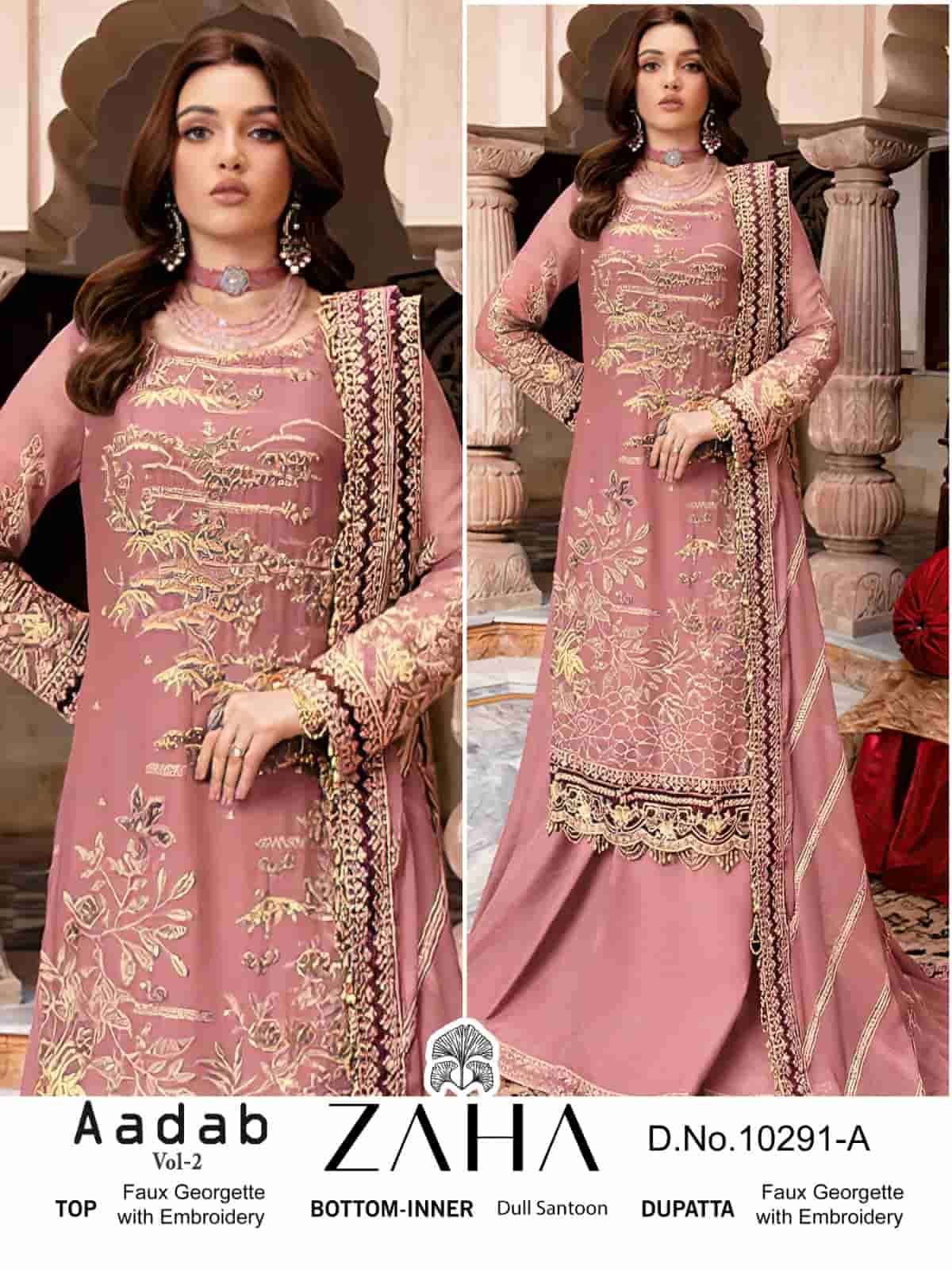 Zaha 10291 A Pakistani Style Designer Georgette Salwar Suit Exporter