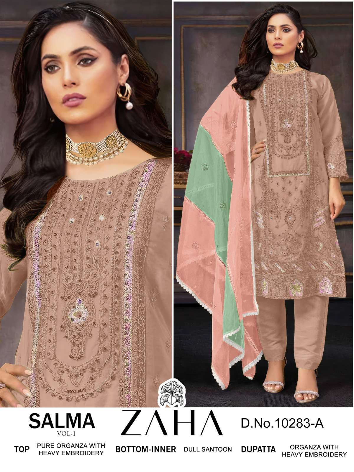 Zaha Salma Vol 1 Organza Pakistani Suit