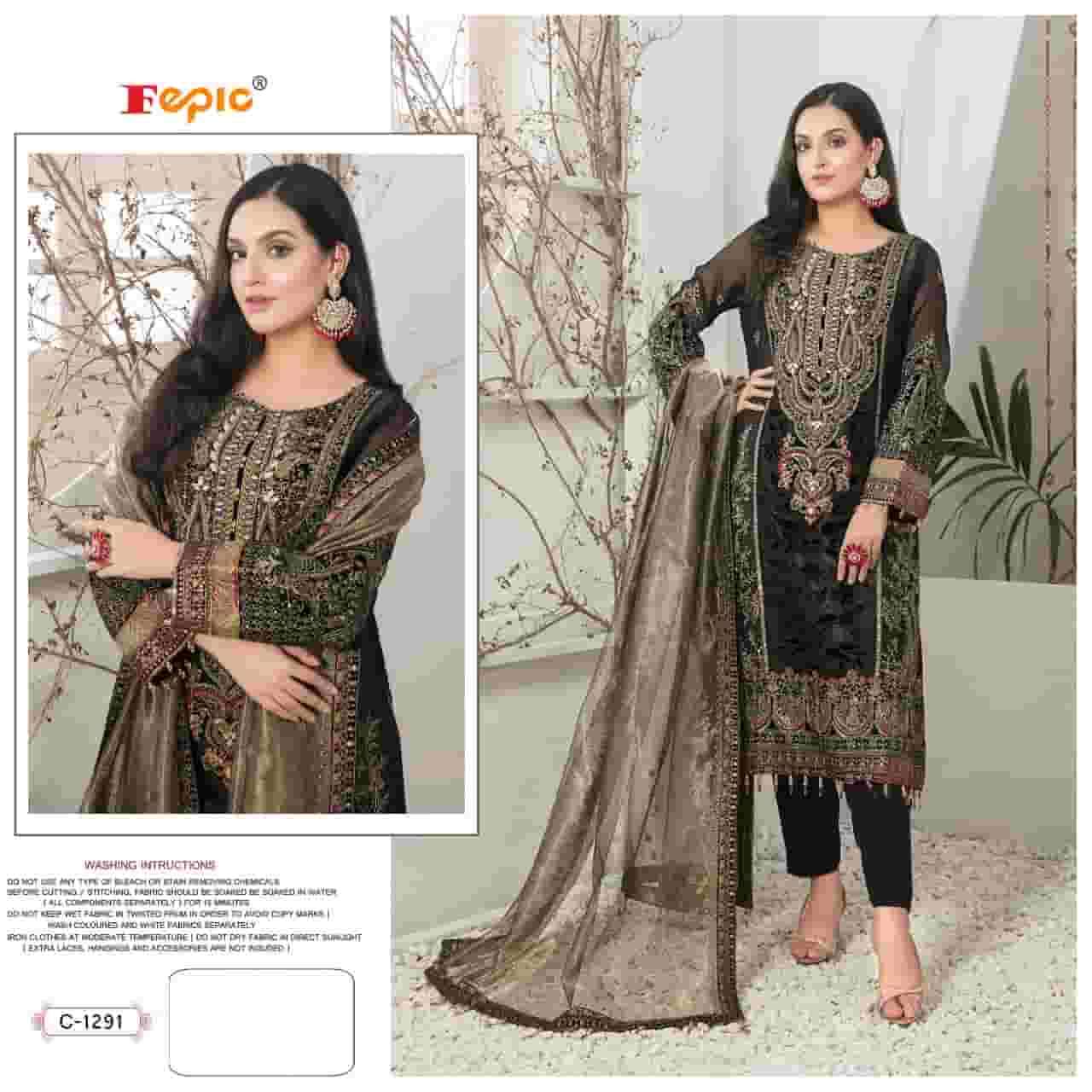 Fepic C 1291 Pakistani Designer Style Georgette Embroidered Suit Exporter