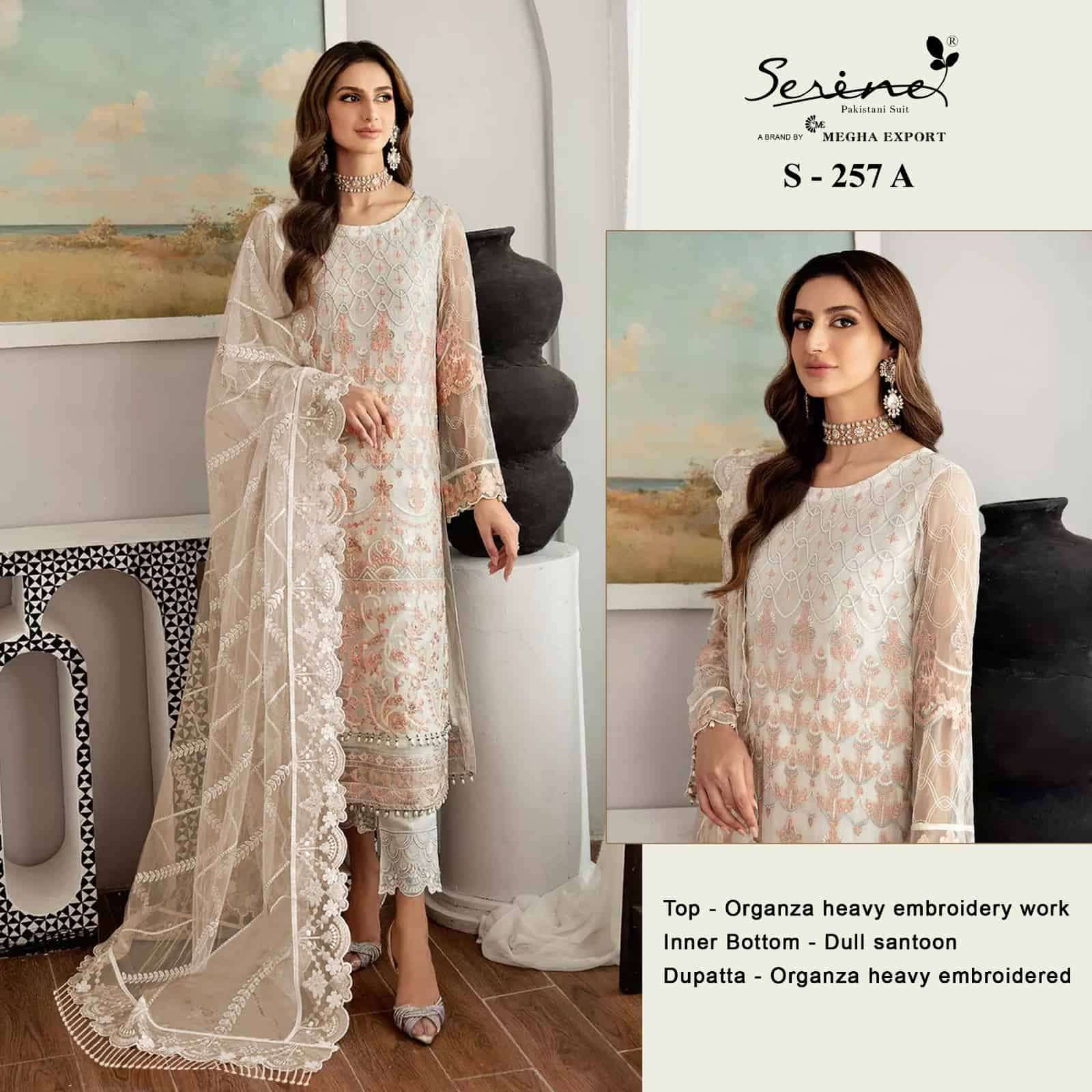 Megha Export S 257 Colors Pakistani Organza Embroidered Dress Collection
