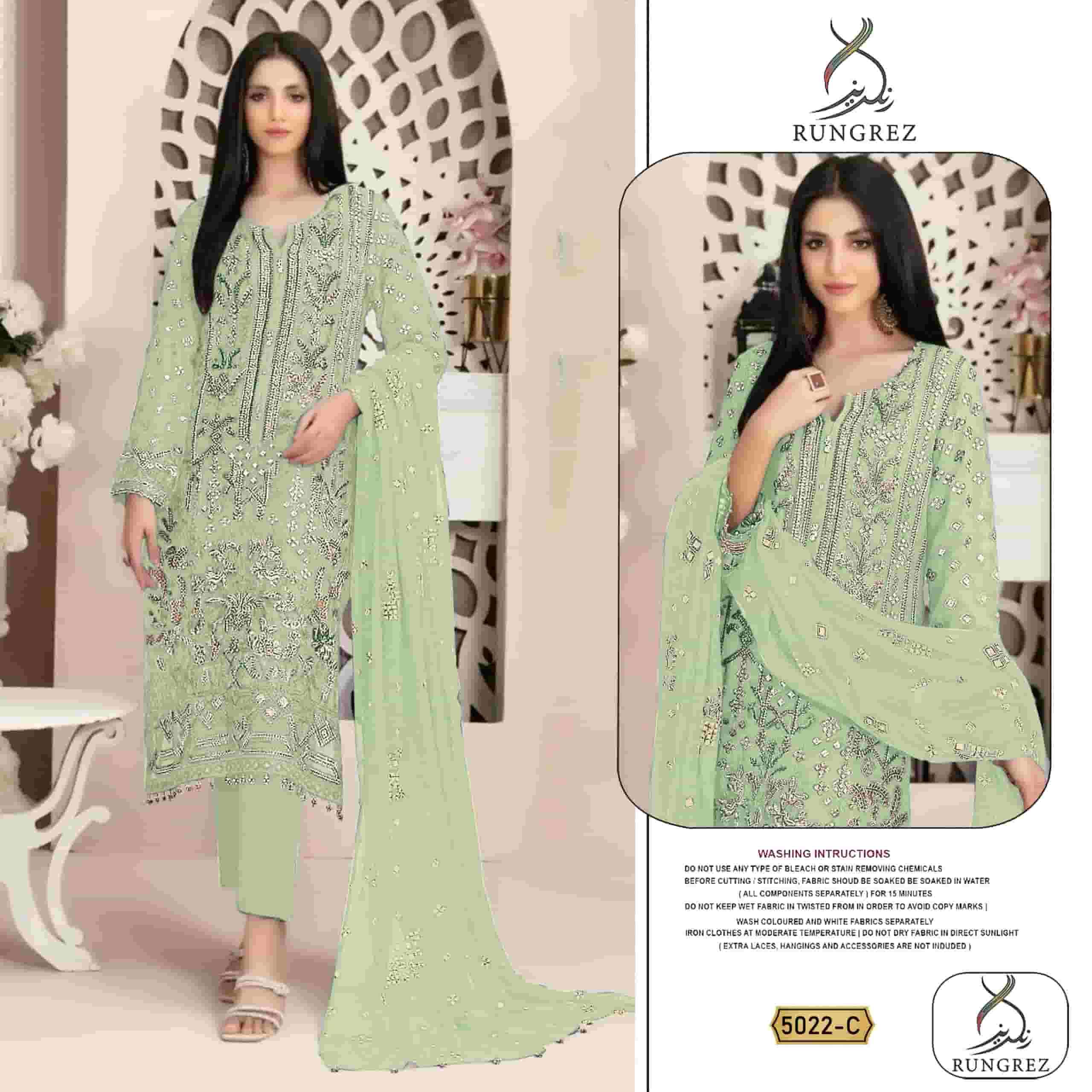 Rungrez 5022 C Organza Heavy Embroidered Pakistani Suit Collection