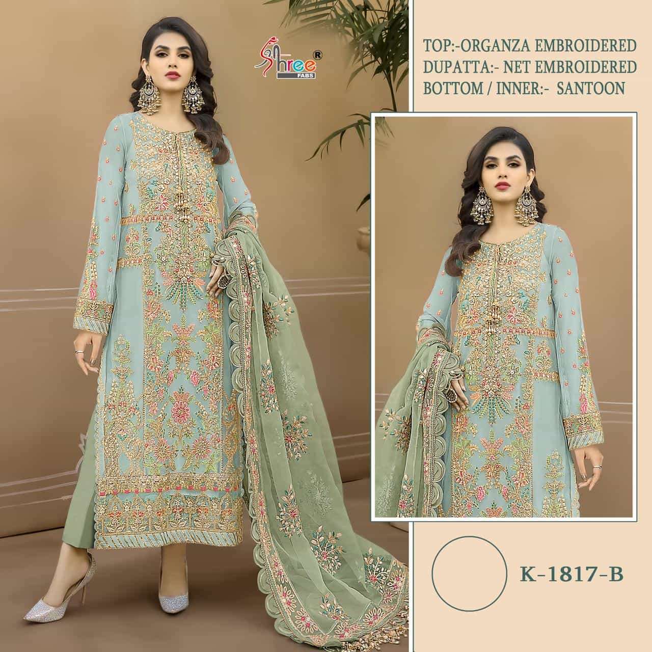 Mariya B Style Organza Pakistani Suit K-1817-B