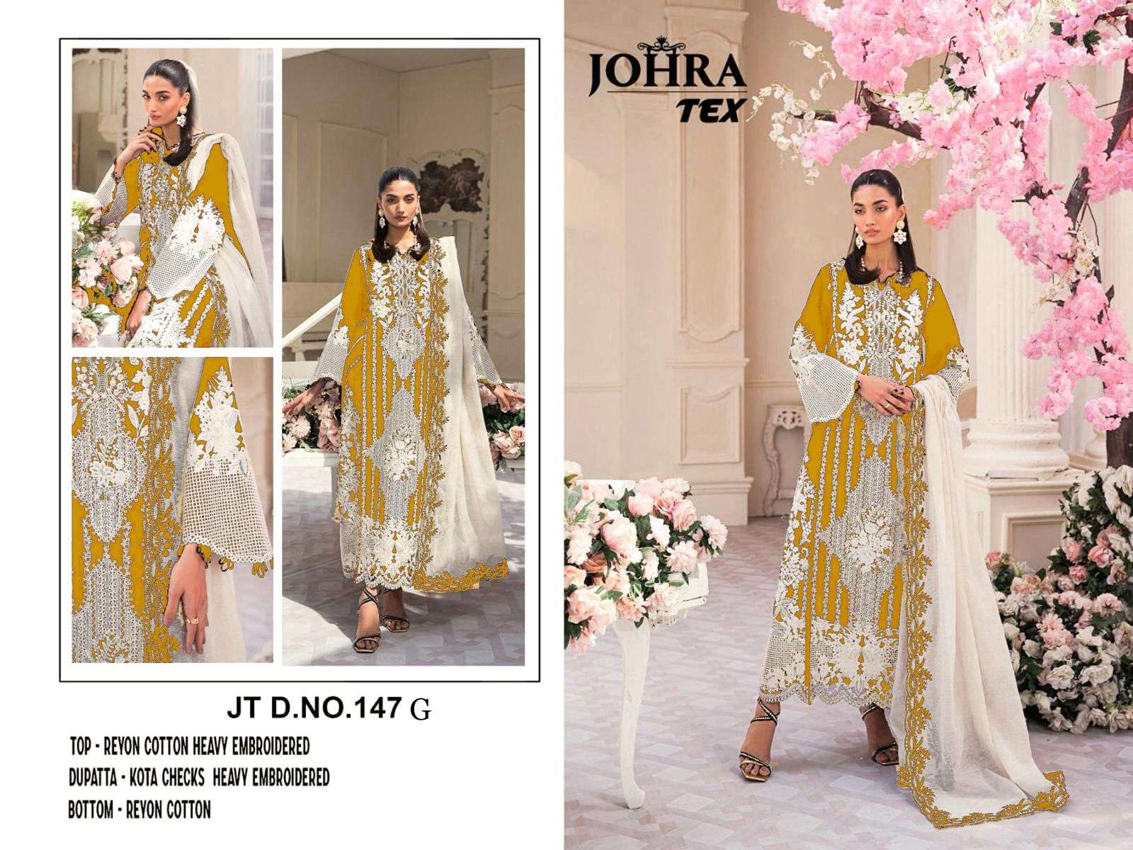 Johra Tex 147 G Pakistani Designer Cotton Embroidered Salwar Suit Ensemble