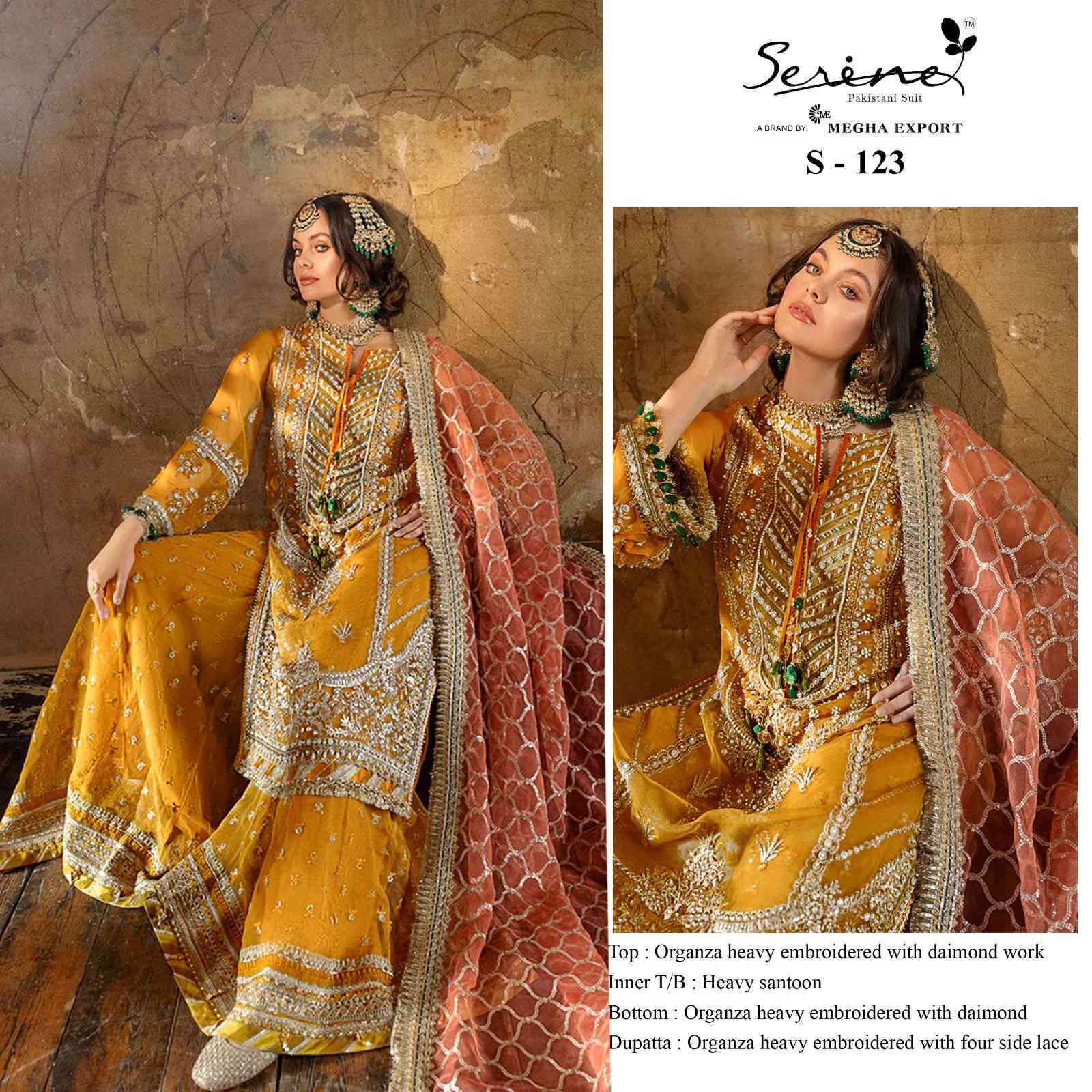 Serine S-123 Heavy Embroidered Organza Salwar