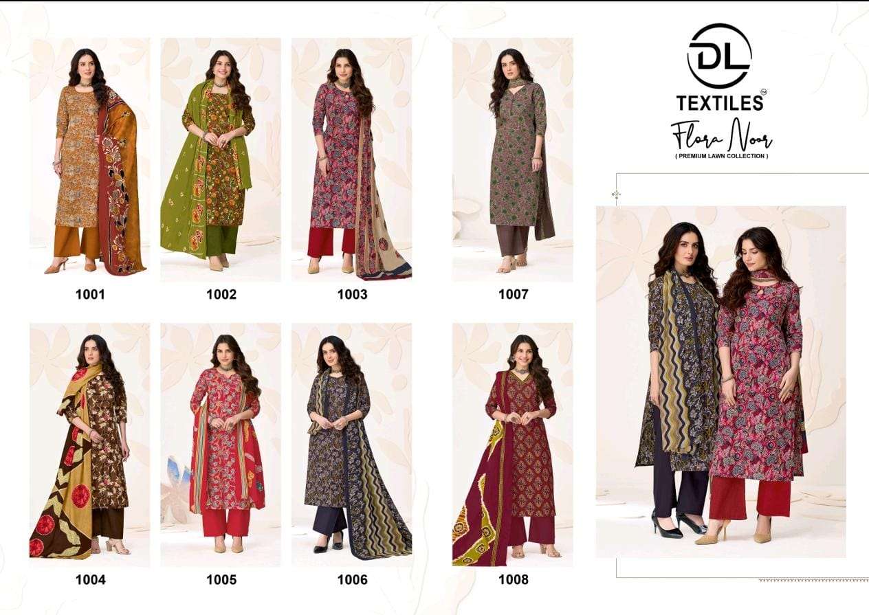 Flora Noor Premium Lawn Cotton Unstitched Suit