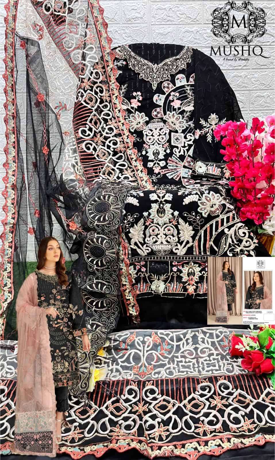 Mushq M 205 Colors Fancy Designer Style Party Wear Pakistani Suit Exporter