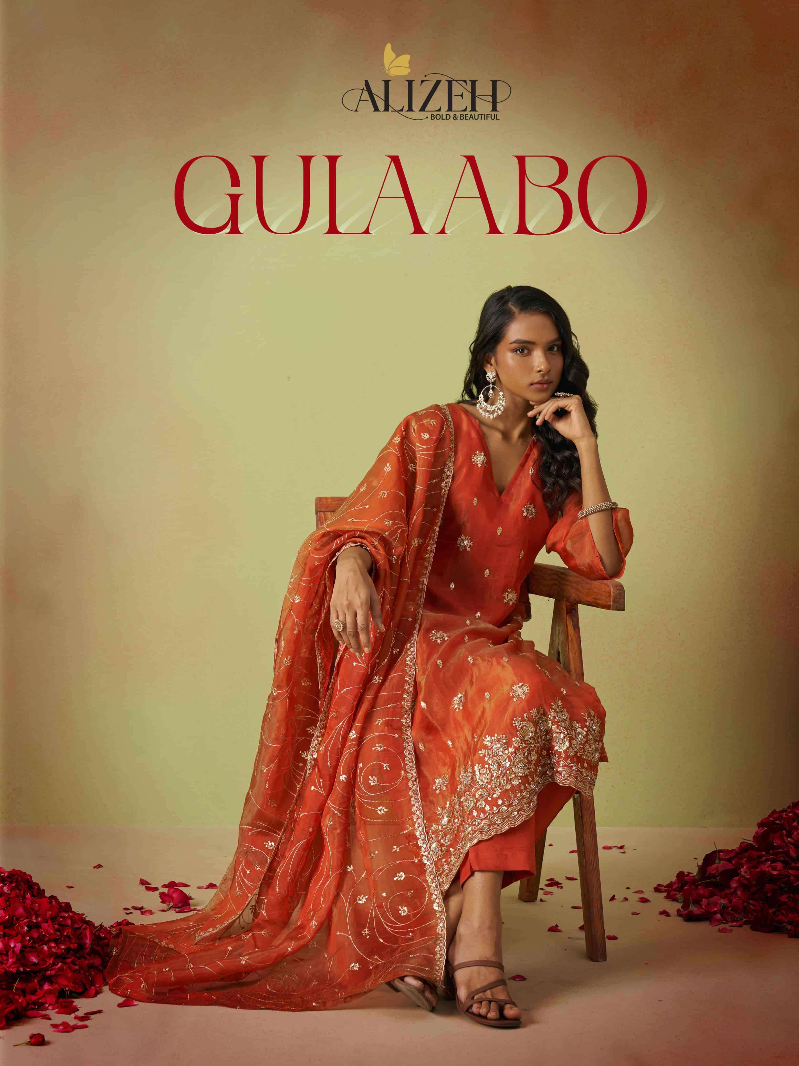 Alizeh Gulaabo 7001 to 7004 Shimmer Organza Salwar Suits