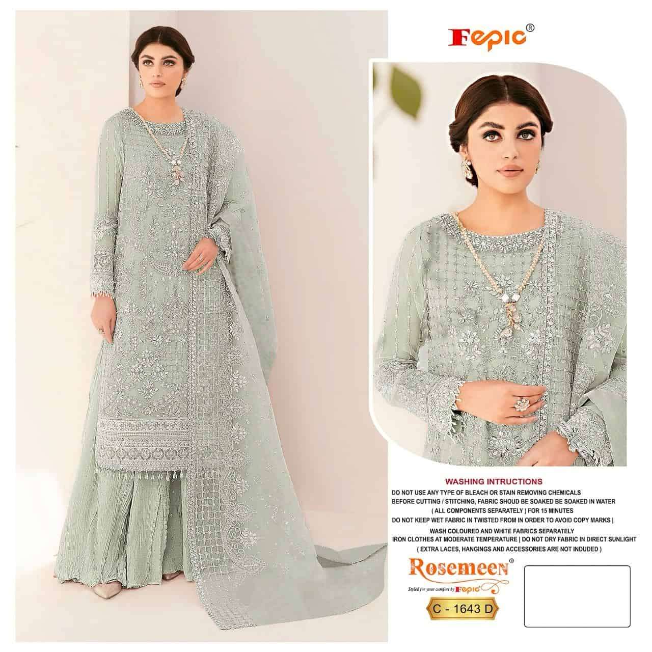 Fepic C 1643 Colors Pakistani Heavy Designer Latest Pakistani Salwar Suit Exporter