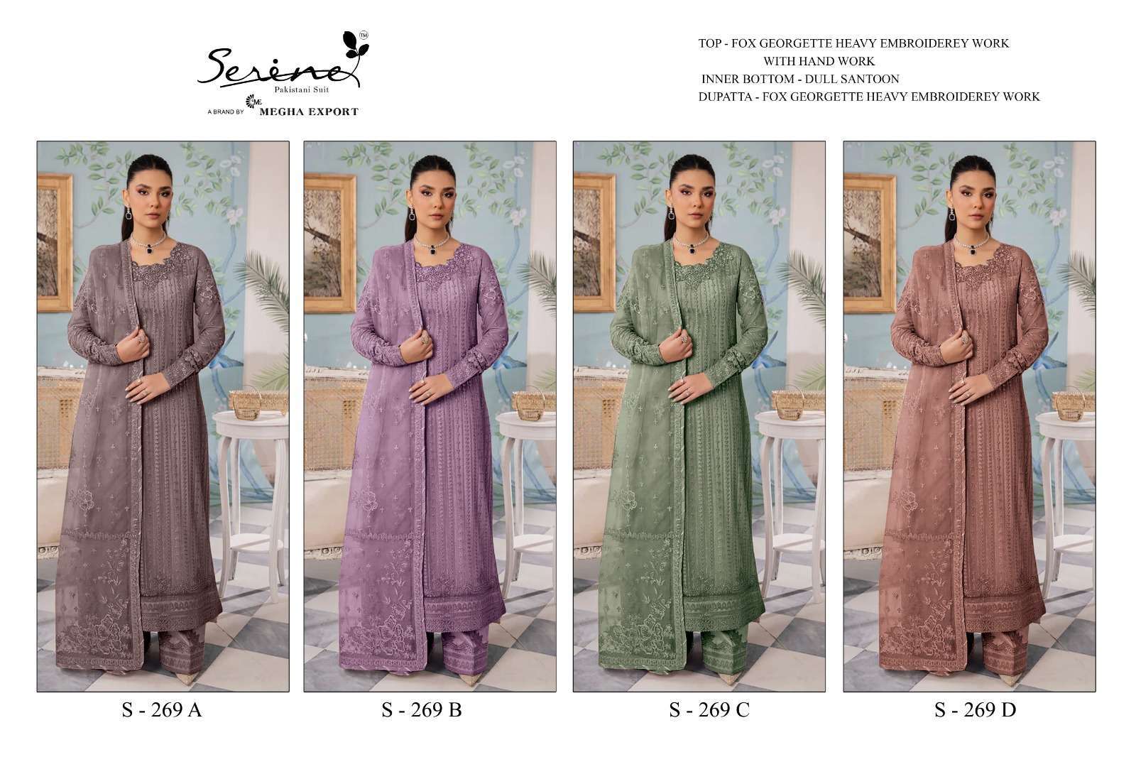 Megha Export S 269 Colors Designer Embroidered Pakistani Suit Festive Collection