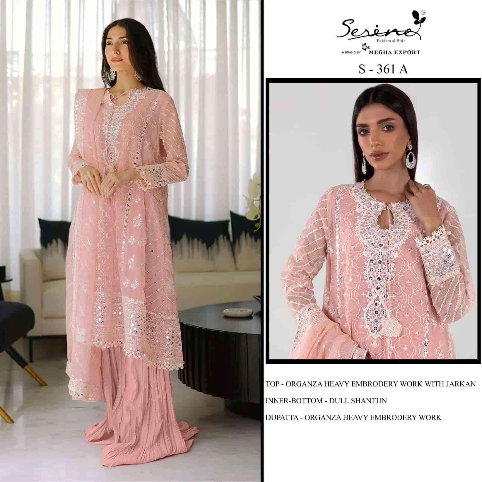 Megha Export S 361 Colors Pakistani Style Designer Organza Suit Wholesalers