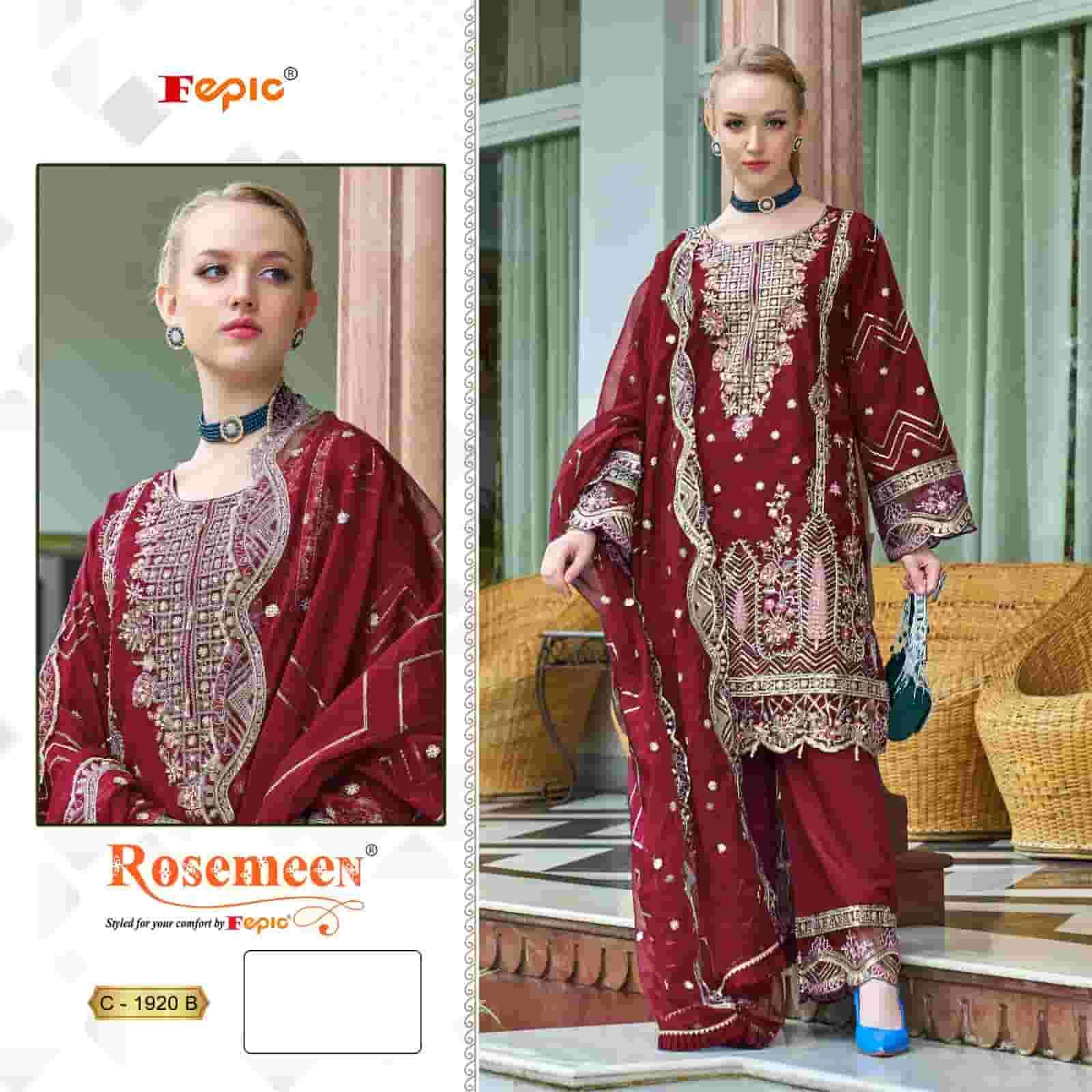 Fepic C 1920 B Heavy Designer Style Pakistani Embroidered Suit Ensemble