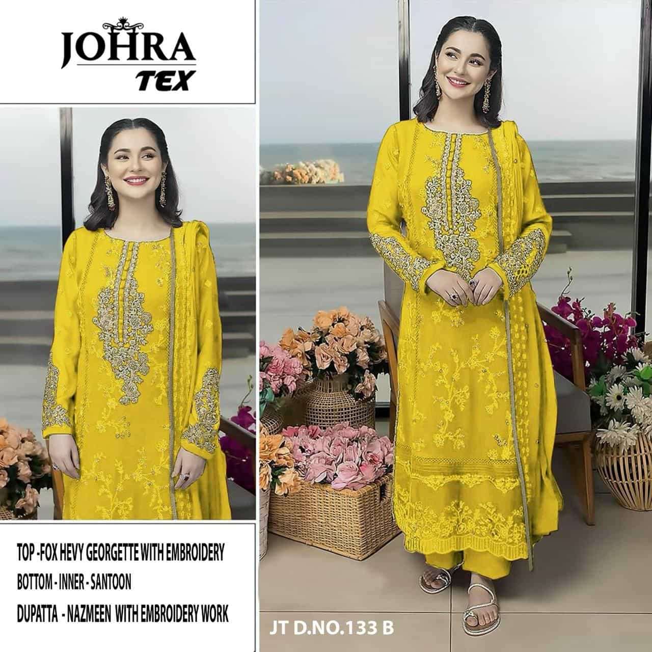 Johra Tex JT 133 Colors Pakistani Designer Georgette Salwar Suit Wholesalers