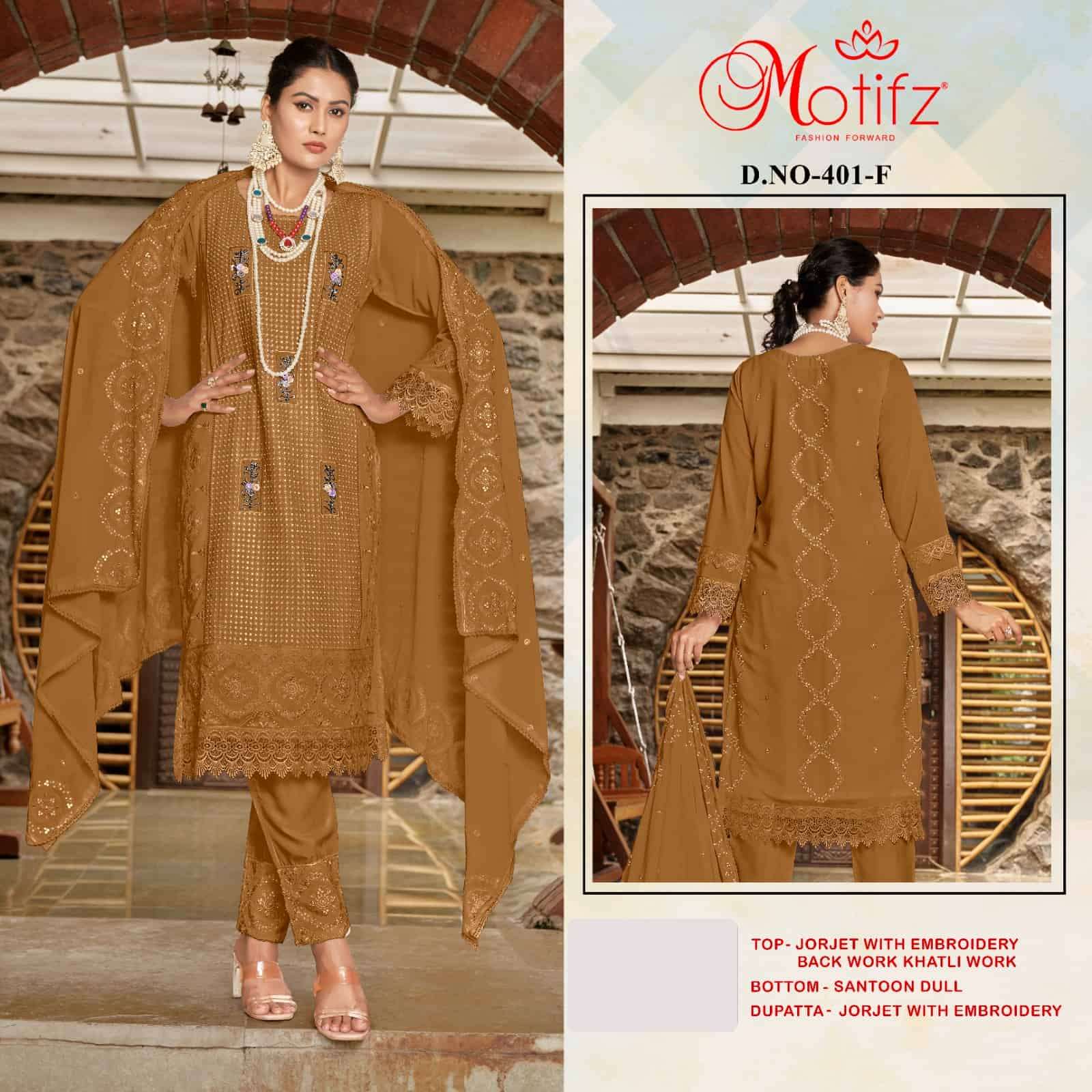 Motifz 401 Colors Pakistani Latest Party Wear Style Designer Salwar Suit Wholesalers