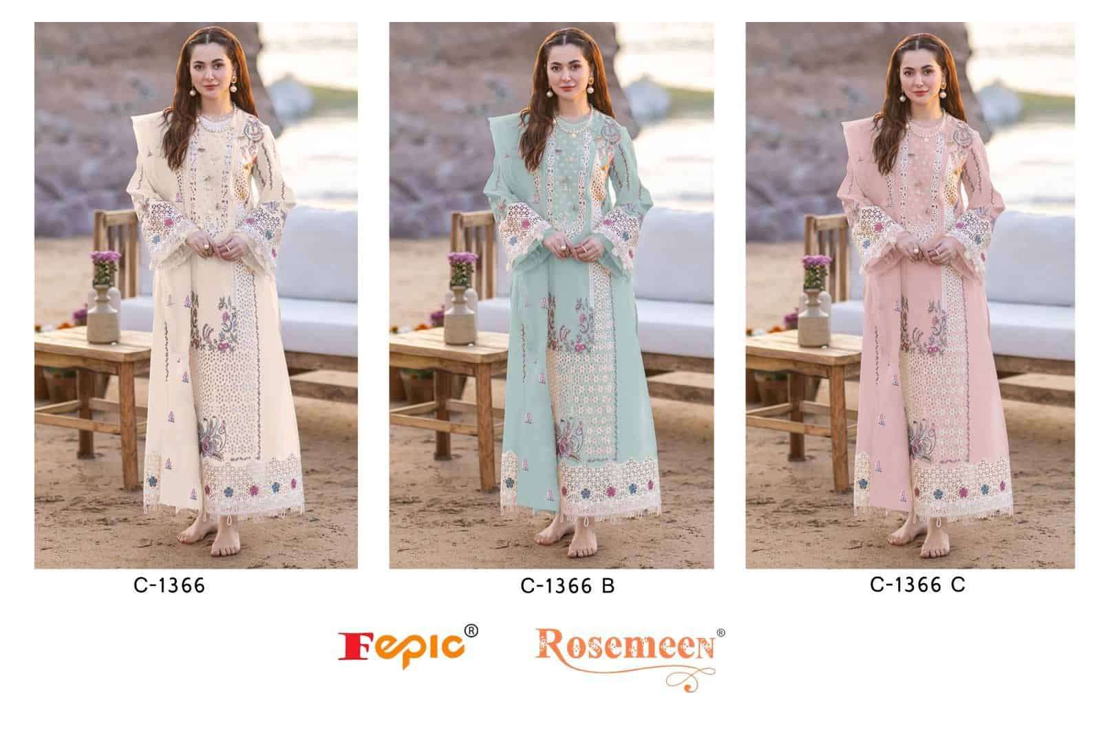 Fepic C 1366 Colors Fancy Designer Embroidered Pakistani Salwar Kameez Wholesalers