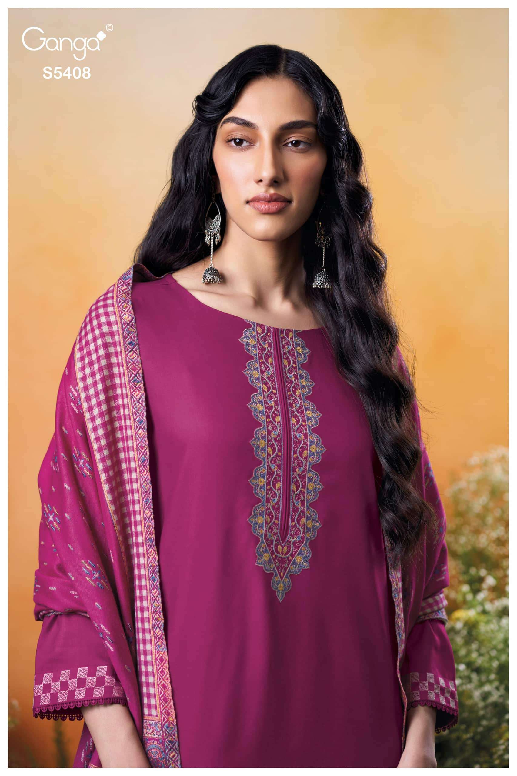 Ganga Fashion Ciellea 5408 Pure Pashmina Ladies Suits Winter Collection